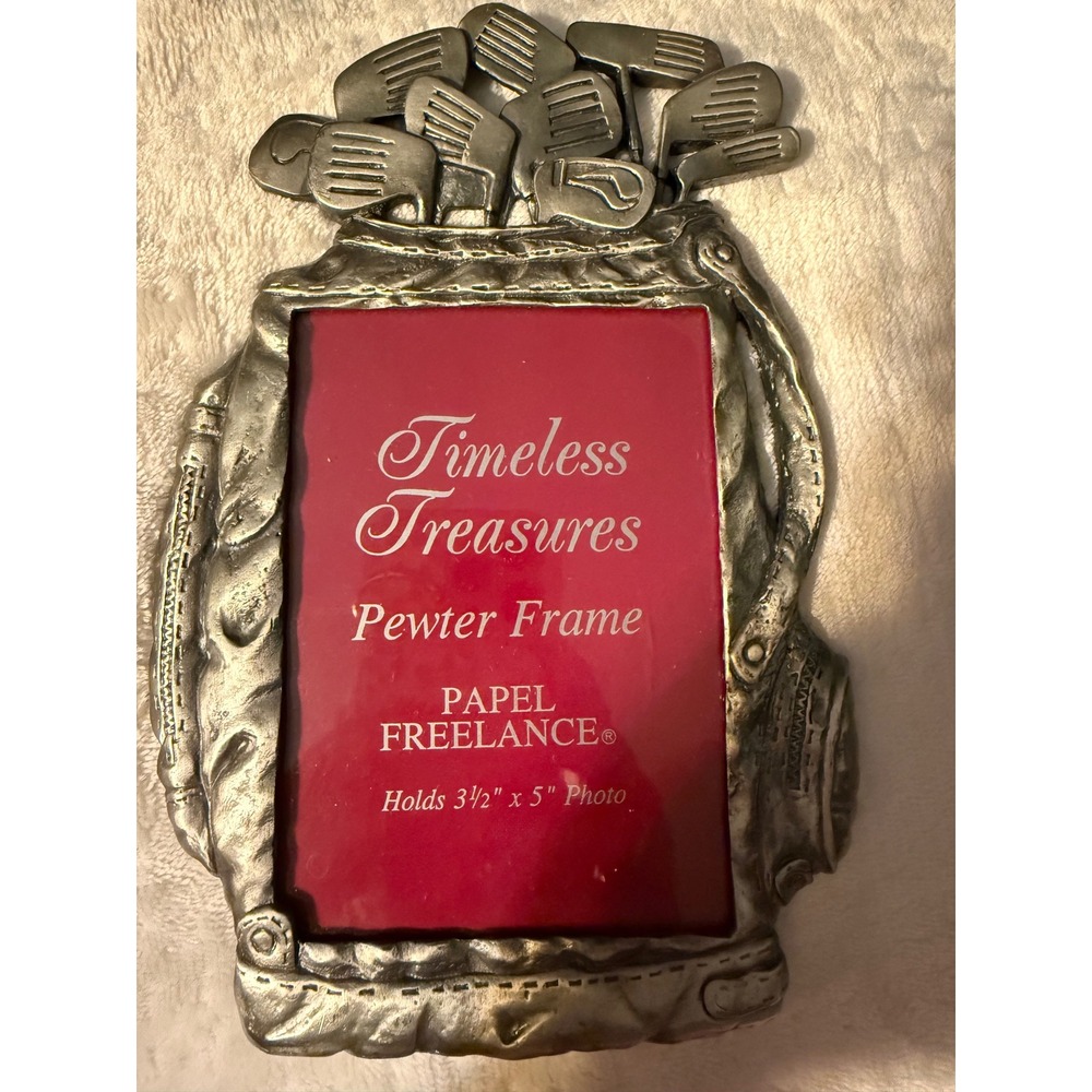 Papel Freelance Pewter Golf Bag Photo Frame Timeless Treasures 3.5x5